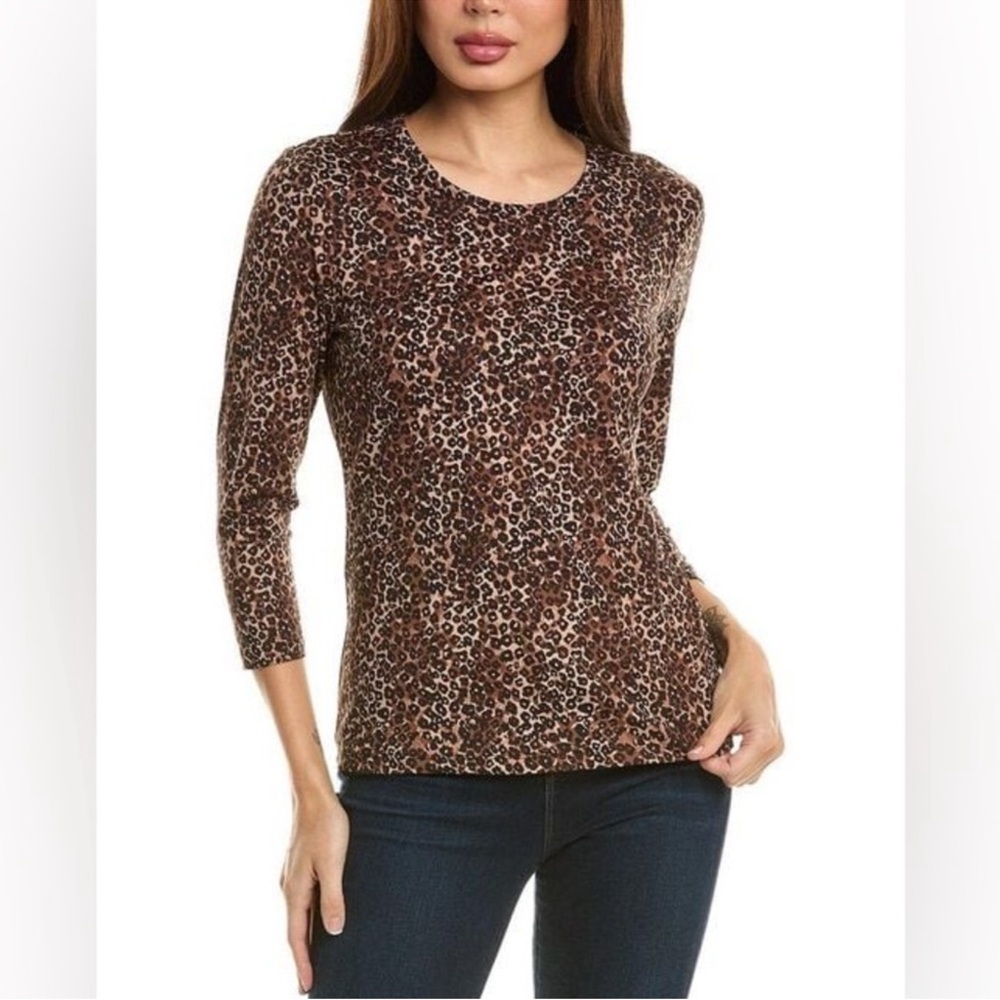 J. McLaughlin Leopard Cheetah Print Catalina Cloth Blouse Top-Brown Size M